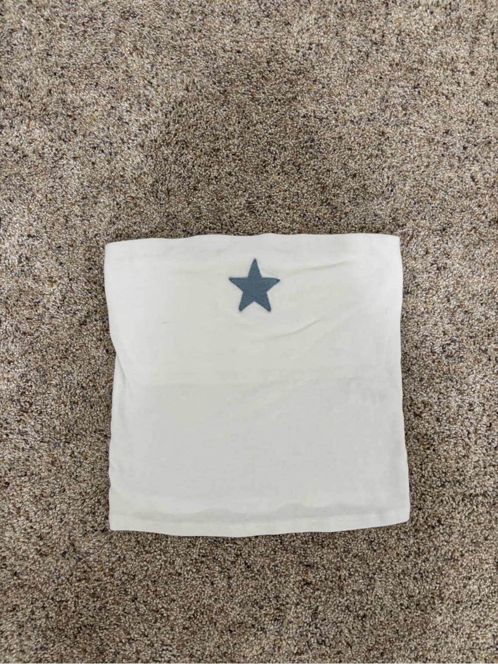Derek Heart White Strapless Crop Top with Blue Star